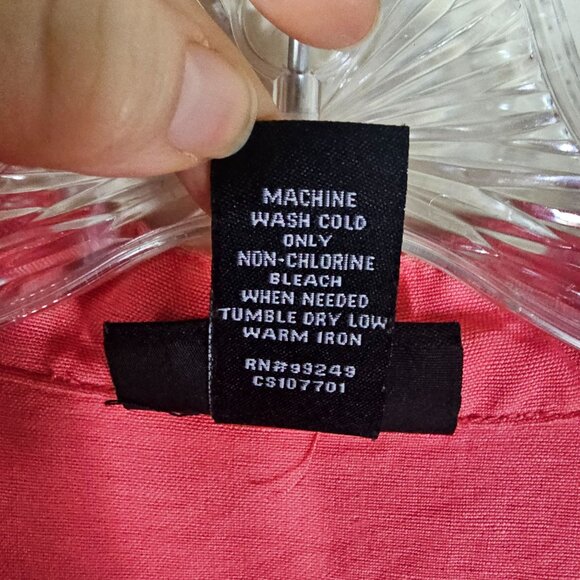 VTG Maggie Barnes Pink Linen Button-Up Shirt Sz 1X Embellished Oversized Scandi - Picture 7 of 9